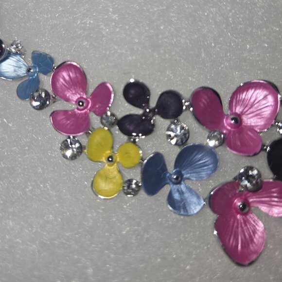 Floral and Jewels pink, blue, purple and yellow tones with purple earings - Picture 2 of 5